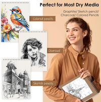 iBayam 9x12 Sketchbook, Spiral Bound Sketch Book for Kids, Teens Adults Artists Beginners, Drawing Supplies Art Supplies,100 Sheets (68lb/100gsm) Premium Drawing Pad for Sketching Writing Painting