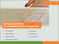 Cotton Farm Grade 100 XL Cheese Cloth - Straining & More; 36x36 Inch; 100% Unbleached Cotton Cheesecloth; Reusable with Hemmed 2 Edges; Ultra-Dense (the finest) Butter Muslin