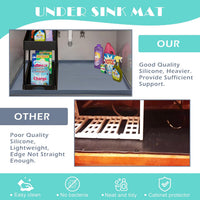 URMONA Waterproof Silicone Under Sink Mat 31'' x 22'' Shelf Liner for Kitchen and Bathroom, Cabinet and Counter Protector, Storage and Organizers, Litter Mat, Pet Cat Puppy Essentials(Dark Grey)