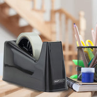 Rapesco 1540 500 Heavy Duty Tape Dispenser with 2 Tape Rolls, Black