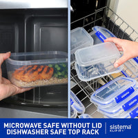 Sistema KLIP IT PLUS Leakproof Food Storage Containers | 1 L | Airtight, Stackable & Nestable Meal Prep Containers with Lids | School Lunch Boxes | BPA-Free | 3 Count