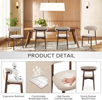 COLAMY Wooden Dining Chairs Set of 4, Modern Fabric Upholstered Kitchen Side Chairs, Farmhouse Dining Room Chair with Foot Pegs, Beige