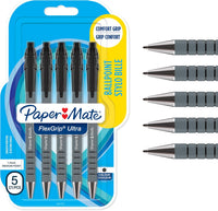 Paper Mate Flexgrip Ultra Retractable Ballpoint Pens | Medium Point (1.0mm) | Black | 5 Count