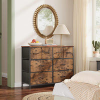 WLIVE Dresser for Bedroom with 8 Drawers, Wide Fabric Dresser for Storage and Organization, Bedroom Dressers, Chest of Drawers for Living Room, Closet, Entryway, Rustic Brown Wood Grain Print
