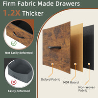 Small 3 Drawer File Cabinet with Charging Station, 45''H, 3-Tier Filing Cabinet for Home Office, 11''*16'' for Small Printer, Fabric Drawer Fits Letter/A4, Tall Printer Stand, Rustic Brown