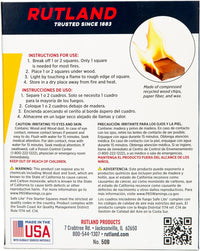 Rutland Safe Lite Fire Starter Squares - Heavy Charcoal Starters for Fireplace, Grill Pit, BBQ & Campfires - USA-Made Camping Accessories - Odorless Long Burn - 4.6 Lbs, 144 Squares