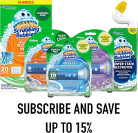 Scrubbing Bubbles Fresh Gel Toilet Bowl Cleaning Stamps, Helps Keep Toilet Clean and Helps Prevent Limescale & Rings, Rainshower Scent, 1 Dispenser with 6 Fresh Gel Stamps