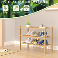 3-Tier Bamboo Shoe Rack Organizer for Entryway & Closet – Stackable Freestanding Shoe Shelf, Eco-Friendly