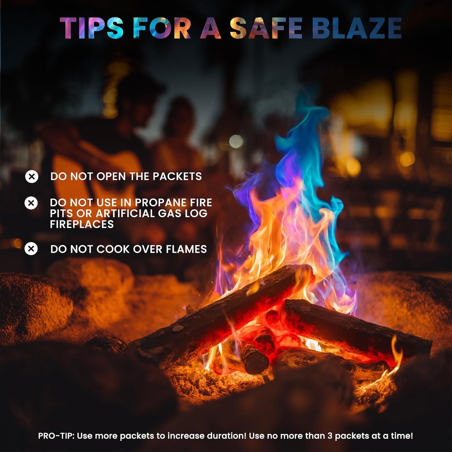 Magical Flames Fire Color Changing Packets Fire Pit (25 Pack), Fire Color Packets for Camping Essentials, Campfire, Bonfire & Fireplaces, Campfire Accessories