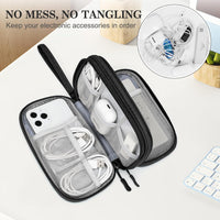 FYY Electronic Organizer, Travel Cable Organizer Bag Pouch Electronic Accessories Carry Case Portable Waterproof Double Layers All-in-One Storage Bag for Cable, Cord, Charger, Phone, Earphone Coffee