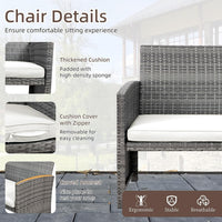 Shintenchi 4 Piece Patio Ratten Set Outdoor Furniture Set Wicker Conversation Set with Cushions and Tempered Glass Tabletop,Beige