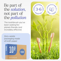 Bamboo Toothbrushes Medium Bristles 10 Pack - BPA Free Medium Bristles Toothbrushes for Adults - Eco-Friendly, Natural Wooden Toothbrush