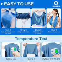 Sukeen 4-Pack Cooling Towels (40"x12") – Instant Relief for Sports, Gym, Workout & Outdoor Activities – Soft, Reusable, Breathable Microfiber with Carry Pouches
