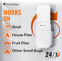 Mosalogic Fruit Fly Traps for Indoors Gnat Trap for House Indoor-600 Sqft Protection Area UV Fly Insect Trapper for Fruit Flies，Gnat，Mosquito，and Other Flying Insect Plug in Bug Killer White