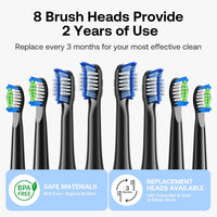 Bitvae ADA Accepted Electric Toothbrush, Travel Toothbrush Rechargeable for Adults and Kids, 60-Day Battery, 5 Modes, 8 Heads, Portable Travel Case & Holder, Shadow Black