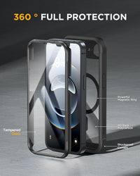 Miracase Magnetic for iPhone 16e Case Full-Body Phone with Built-in Glass Screen Protector, [Compatible with MagSafe] Military Drop Proof 16 E Cover Bumper 6.1 inch, Black