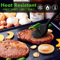 HOTEC 600℉ Heat Resistasnt Basting Brushes, BPA Free Silicone Pastry Brush, Spread Oil Butter Sauce Marinades for BBQ Grill Barbecue Baking Kitchen Cooking Dishwasher Safe (Black 2)