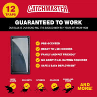 Catchmaster Rat, Snake and Mouse Traps 12Pk, Large Bulk Glue Rat Traps for Home, Pre-Scented Adhesive Plastic Tray for Inside House, Snake, Mice, & Spider Catcher, Pet Safe Pest Control