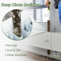 Radiator Cleaner Brush Thin Long 81cm Boar Bristles, Radiator Duster Brush Long Thin Bendable Flexible with Easy Grip Handle, Radiator Brushes for Cleaning Dust Inside Vanes and Backside