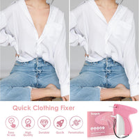 Handheld Stitch Tag Gun for Clothes, Quick Clothing Fixer, Tagging, Sewing Kit Includes 6 Needle, 1000 Black Fasteners & 1000 White Fasteners, Pink