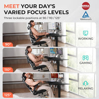 CAPOT Ergonomic Mesh Office Chair, Adjustable Lumbar High Back Desk Chair 400lbs, 4D Flip-up Arms, 3 Tilt Backrest, 3D Headrest, PU Wheels, Swivel Rolling Computer Chair for Long Desk Work - Black