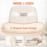 Orange Factory Criss Cross Chair Wheels Wide Cross Legged Office Desk Vanity Chair Comfy Fabric Armless Adjustable Swivel for Home Computer Task (Beige)