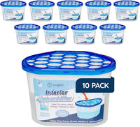 CUQOO Disposable Dehumidifier for Home 500ml, Pack of 10 Moisture Absorber Dehumidifiers for Damp, Mould, Kitchen, Wardrobe, Bedroom, Caravan, Office, Garage, Bathroom - Mini Condensation Absorbers
