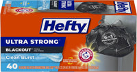 Hefty Ultra Strong 13 Gallon Trash Bags, Black Tall Kitchen Trash Bags 13 Gallon Size, Break Resistant Drawstring Enclosure, Continuous Odor Control, Blackout, Clean Burst Scent, 40 Bags