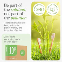 Bamboo Toothbrushes 10 Pack - BPA Free Soft Bristles Toothbrushes, Eco-Friendly, Natural Wooden Toothbrush