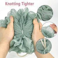 Shower Loofah Bath Sponge, 60G Loofah Exfoliating Body Scrubber, 4 Color Mesh Shower Pouf Balls for Body Wash (Ice Cream)