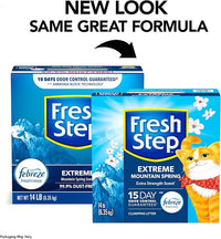 Fresh Step Extreme Clumping Litter With Febreze Freshness, Mountain Spring Scent Clumping Cat Litter With Guaranteed Odor Control, 14 lb. Box