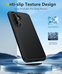 FNTCASE for Galaxy A16/A17 5G Phone Case - Samsung Military Grade Drop Protection, 14ft Drop Tested, Screen Protector Included, Anti-Slip Matte Textured, TPU+PC Dual Layer Shockproof Cover (Black)