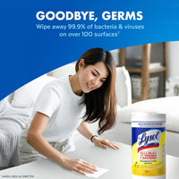 Lysol Disinfectant Wipes, Multi-Surface Antibacterial Cleaning Wipes, For Disinfecting and Cleaning, Lemon and Lime Blossom, Pack of 4 (Packaging may vary)