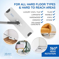 SqueezyPeasy Premium Flat Mop and Bucket Set - Separates Clean & Dirty Water - Compact & Lightweight - 3 Chamber Floor Cleaning System - 360 Rotating Head - 5 Microfibre Reusable Mop Pads Included