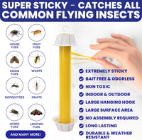 Fly Stick Sticky Fly Traps for Indoors Outdoor 6pk. Non-Toxic Super Sticky Hanging Flies Catcher Paper Tape Strips for Home. Catches All Bugs and gnats. Indoor Outdoor House Flying Insect Trap