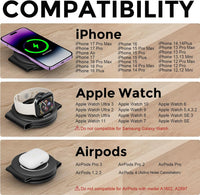3 in 1 Charging Station for Apple Multiple Devices, Foldable Travel Wireless Charger 18W for iPhone Air 17 16 15 14 13 Pro Max Plus &Apple Watch Series/Airpods