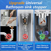 Sink Stopper Hair Catcher,(2PCS) Pop-up Sink Drain Strainer with Removable Stainless Steel Strainer Basket Hair Catcher, Bathroom Sink Strainer for Bathroom Sink Stopper Replacement