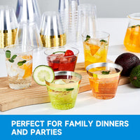 RACETOP 9 oz Clear Plastic Cups 100 packs, Disposable Plastic Party Cups Tumblers, Cocktail Cups, Perfect for Parties, Wedding and Events