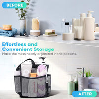 Mesh Shower Caddy Portable for College Dorm Room Essentials, 8-Pocket Large Capacity Shower Bag for Beach, Swimming, Gym