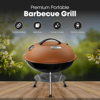 GasOne CG-14T – 14-inch Portable Barbecue Grill with 3-Point Locking Lid for Heat Preservation – Dual Venting System – Small Charcoal Grill for Backyard, Camping, Boat