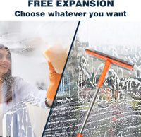 Professional Window Squeegee,2 in 1 Squeegee Window Cleaner with Long Stainless Steel Handle,Sponge Car Window Squeegee for Gas Station, Glass,Shower (Sponge Style)
