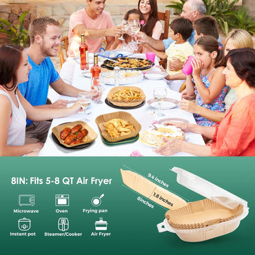 Air Fryer Paper Liners, 125Pcs Parchment Paper, Air Fryer Liners Disposable for Microwave, Non-Stick Air Fryer Liner Square Free of Bleach (8IN)