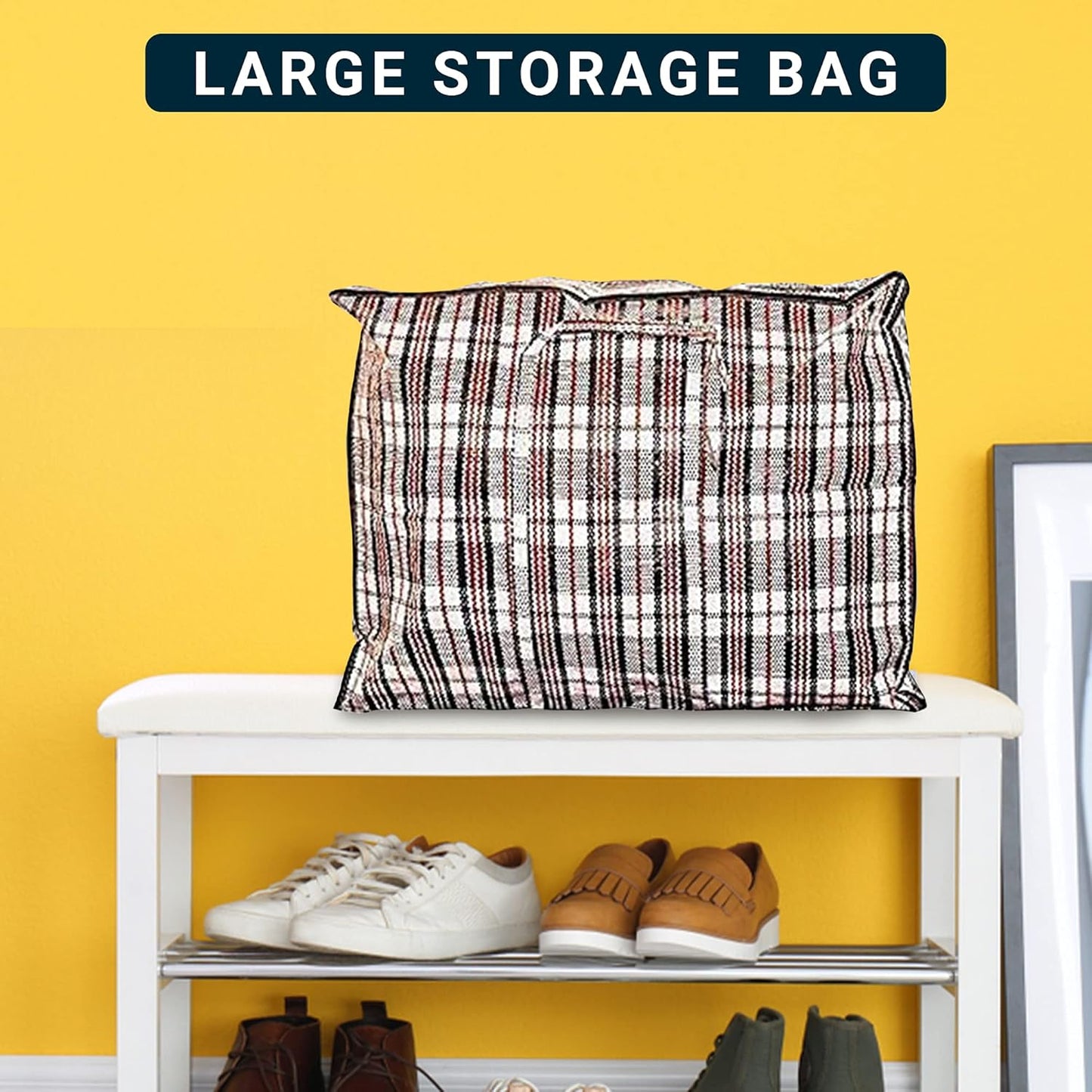 Zuvo Large Laundry Bags with Zip (5-Pack) - Waterproof, Durable, Reusable Storage Solution for Packing, Better than Moving Boxes, 60x50x25 cm