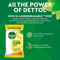 Dettol Antibacterial Citrus Floor Wipes, 150 Biodegradable Disinfectant Sheets (6X25) For Laminate, Wood, Total Clean Freshness