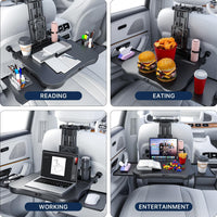 Car Back Seat Tray Table, Stable Foldable Auto Backseat Food Trays Desk for Rear Passenger Road Trip Eating & Work, Multifunctional Adjustable Travel Tray with Phone Drink Holder for Laptop iPad