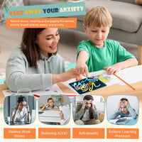 Sensory Activity Board, Double-Sided Silicone Sensory Fidget Toy with 15 Strings for Autism, Stress, Anxiety, Calming, Focus, No Mess, ADHD & Silent, for Kids 3+ & Adults with Portable Travel Bag