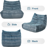 Bean Bag Chairs for Adults Giant Bean Bag Chair Memory Foam BeanBag Chair Bean Bag Sofa with Filler Faux Fur Fireside Beanbags Lazy Sofa for Living Room Bedroom Office (Bluegrey Plush, Single)