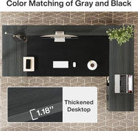Tribesigns 78" L-Shaped Executive Desk, Large Modern Office Desk with Drawers and Lateral File Cabinet, Business Furniture with Storage Shelves, Big Computer Desk for Home Office (Grey + Blcak)