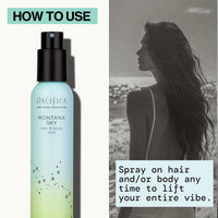 Pacifica Hair Mist Perfume & Full Body Spray for Women - Montana Sky Body Mist Fragrance w/Cedarwood, Elderflower, Black Pepper, Sage & Sandalwood Clean Beauty Alcohol-Free, Vegan & Cruelty-Free 5 oz - Cart Shape