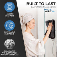 MAGIC WIPE® Bathroom Drying Cloth XXL - 2 Pack 40 x 60 cm Original All Purpose Microfibre Cleaning Cloth - Streak & Lint Free Cloth, Premium Quality Drying Towel for Bathrooms, Kitchen, Mirrors, Car